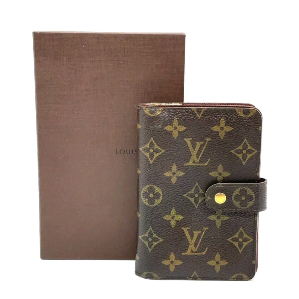 💖LOUIS VUITTON💖Monogram Porte Papier Wallet with Box & FREE auth LV lock & key